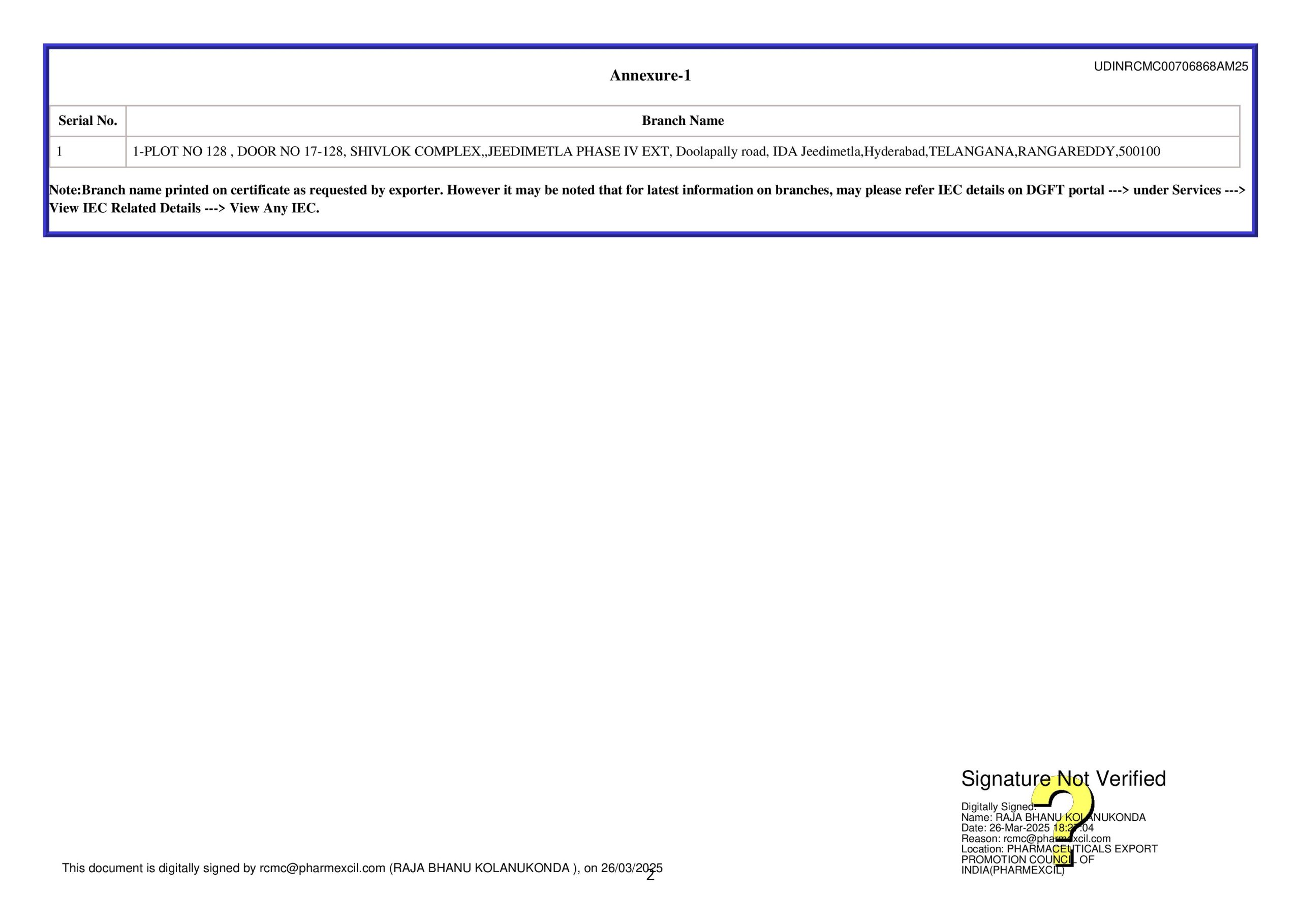 Pharmexcil - RCMC